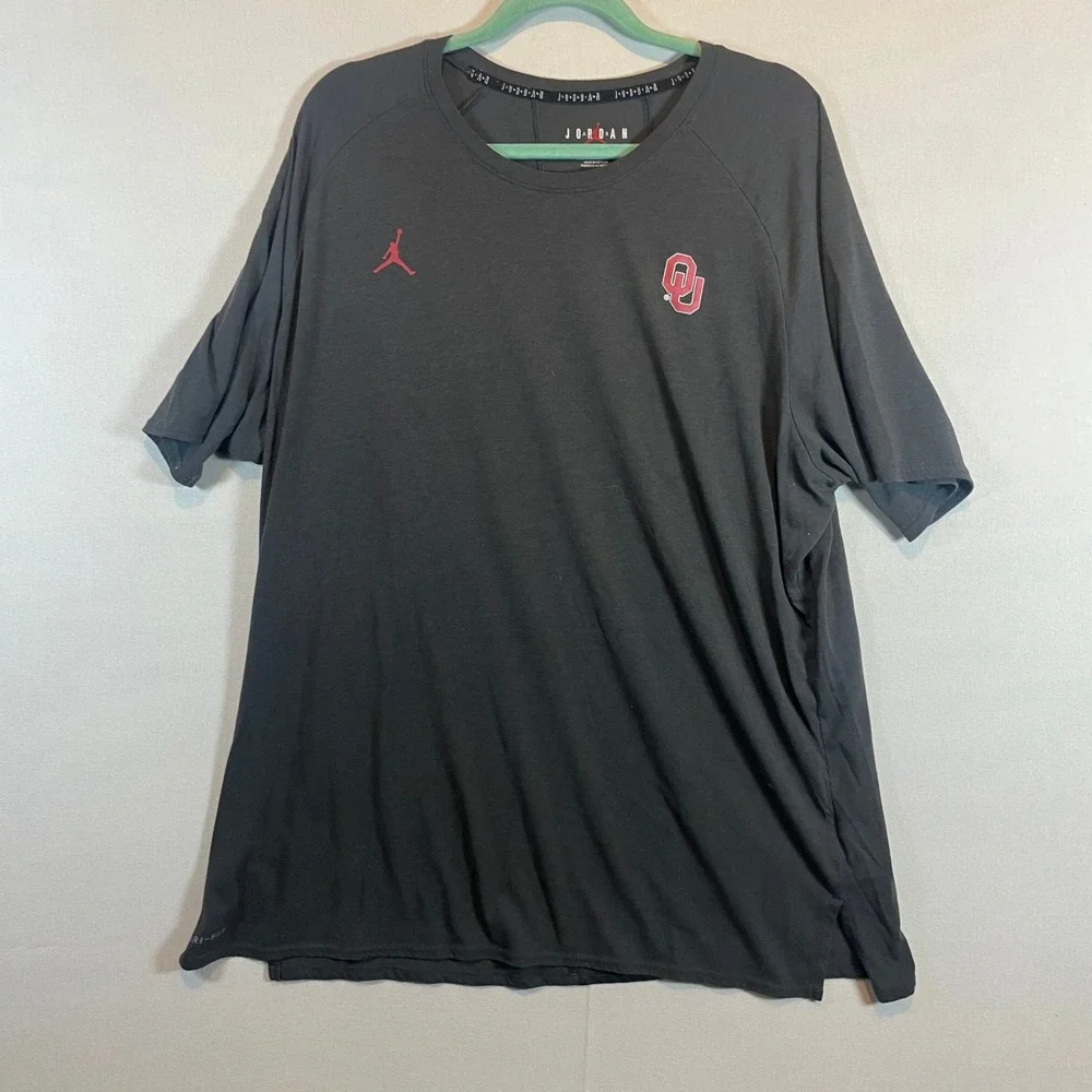 Jordan Oklahoma Sooners OU Logo T-Shirt Gray Athletic Performance - Size‎ 3XL